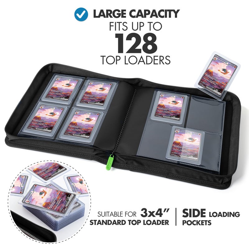 FunGuys Toploader Binder, Trading Card Binder Storage,128 4 Pocket Top Loader Pokemon Binder, Card Collection for Yugioh, MTG, TCG, Card Folders for Trading Cards - Image 2