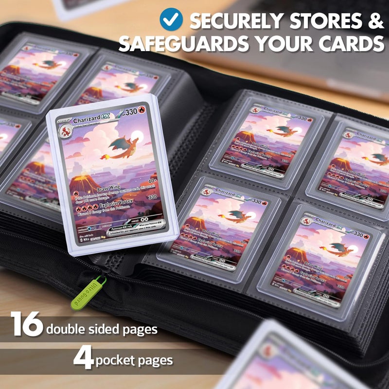 FunGuys Toploader Binder, Trading Card Binder Storage,128 4 Pocket Top Loader Pokemon Binder, Card Collection for Yugioh, MTG, TCG, Card Folders for Trading Cards - Image 3