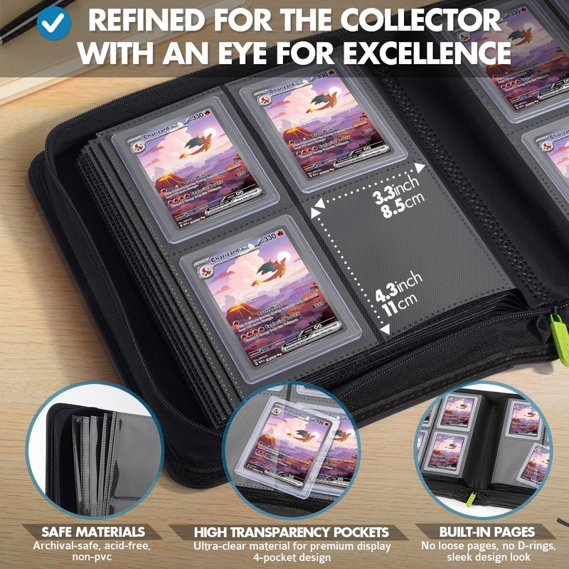 FunGuys Toploader Binder, Trading Card Binder Storage,128 4 Pocket Top Loader Pokemon Binder, Card Collection for Yugioh, MTG, TCG, Card Folders for Trading Cards - Image 4