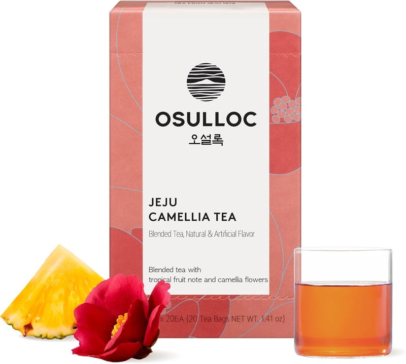 Osulloc شاي أوسوللوك من زهرة الكاميليا من جيجو - 20 كيس شاي بنكهة الفواكه الاستوائية - Image 1