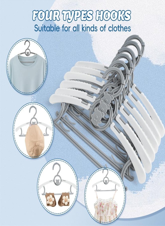 PIGLOG Baby Hangers 60 Pack Kids Hanger-Extendable Adjustable Non-Slip Plastic Kid Hanger for Closet,Stackable Baby Clothes Hangers for Toddler Kids Children Infant Teen,Grey Bear Toddler Hangeres - Image 2