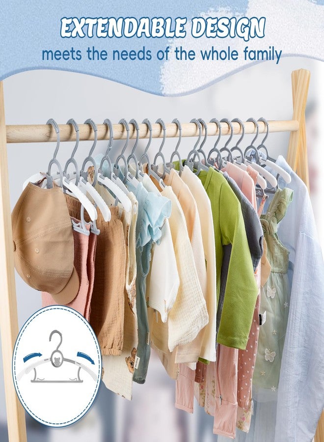 PIGLOG Baby Hangers 60 Pack Kids Hanger-Extendable Adjustable Non-Slip Plastic Kid Hanger for Closet,Stackable Baby Clothes Hangers for Toddler Kids Children Infant Teen,Grey Bear Toddler Hangeres - Image 3