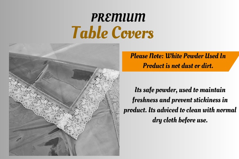 HOMECROWN Clear Transparent Plastic 6 Seater Waterproof Dining Table Cover - 60X90 Inch Size With Beautiful Lace Border, Rectangular - Image 4