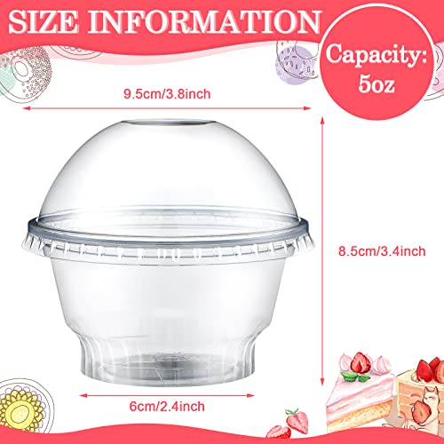 Dingion 200 Set 5oz Clear Plastic Cups Bulk Dessert Disposable Ice Cream Cups with Dome Lids with No Hole Crystal Party Favors for Fruit Ice Cream Cake Cold Drinks Pudding Container - Image 5