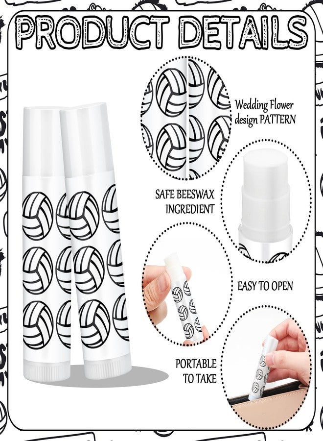 Suttmin 24 Pcs Lip Balm Team Gifts Party Favors - Volleyball Lip Balm Gift for Team Party Guest Supplies (White) - Image 3