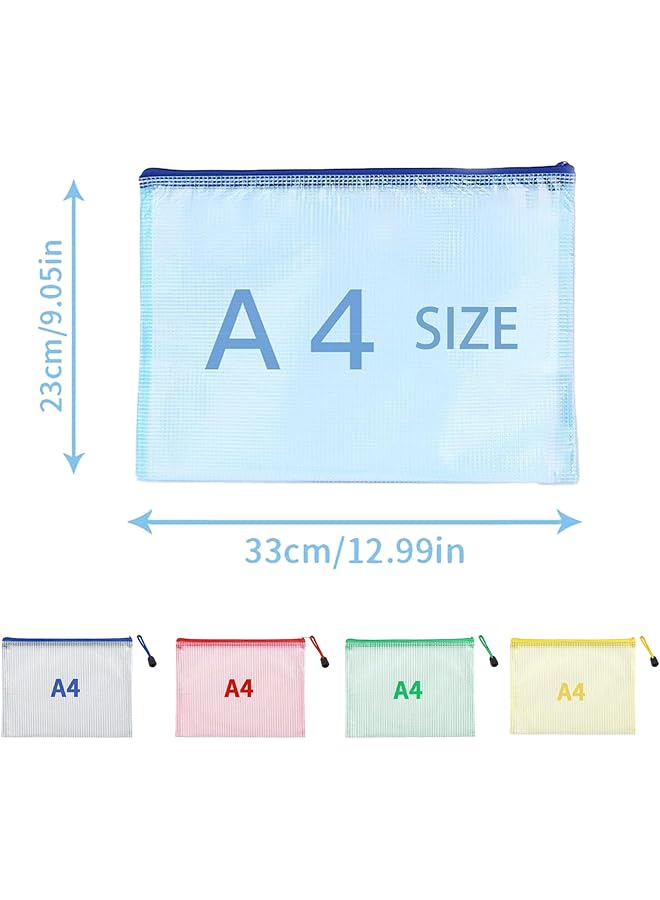 erorex 10Pcs Pvc Mesh Zipper Pouch Bags Waterproof Zipper Bags Letter Size A4 Size For School Office Home Cosmetics Storage  - Image 2