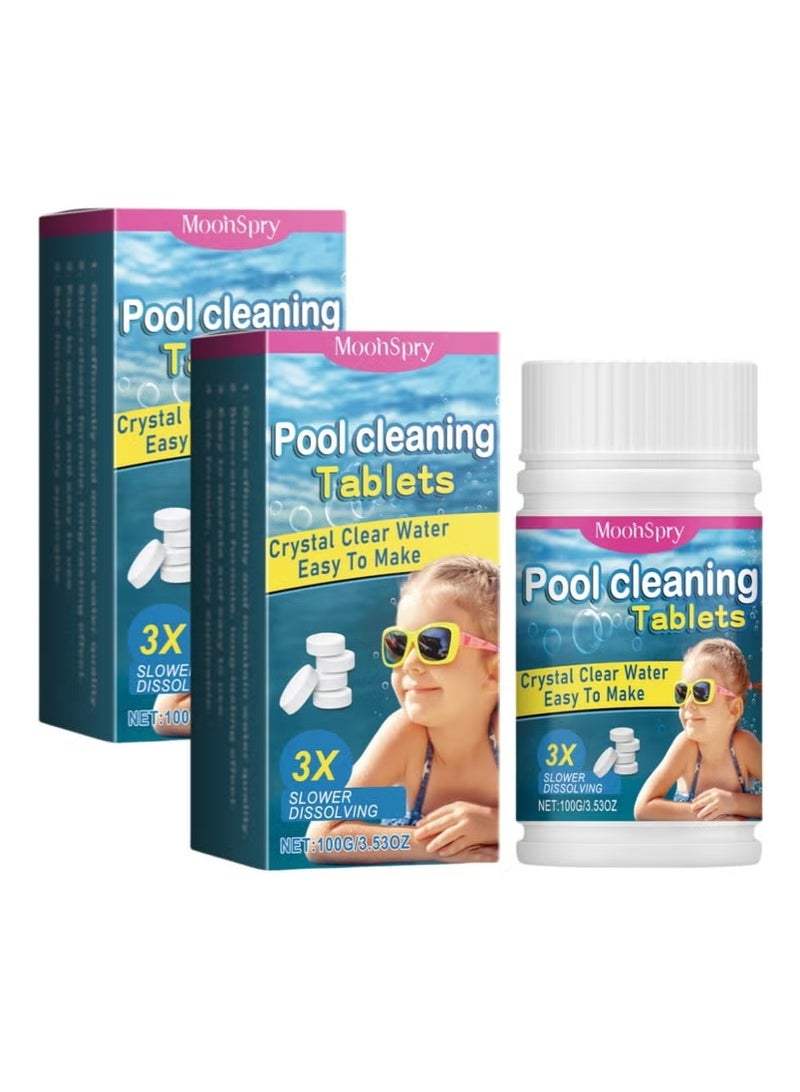 MOONSPRY 2-PACKS Chlorine Tablets for Swimming Pool and Spas, Slow-Dissolving Long-Lasting Individually Wrapped Chlorine Tabs 100g*2 - Image 1