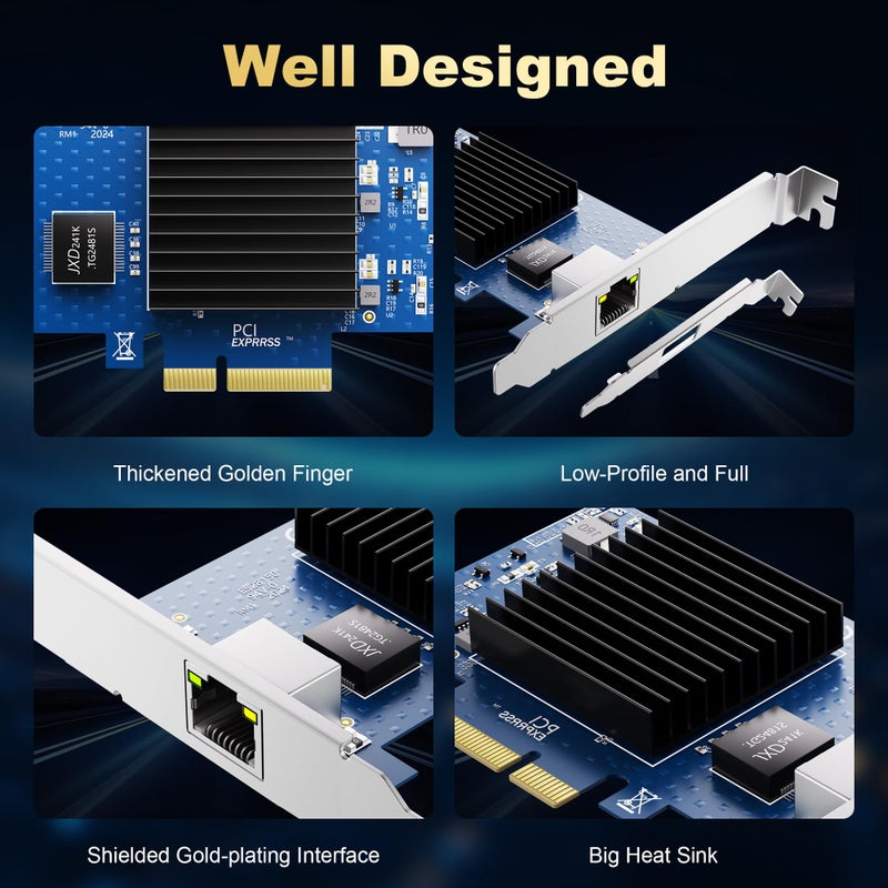 BZIZU 10Gb PCIe NIC Network Card, Single RJ45 Port, Aquantia AQC107 4X Ethernet LAN Controller, for Windows Server/Windows/Linux/ESX - Image 3