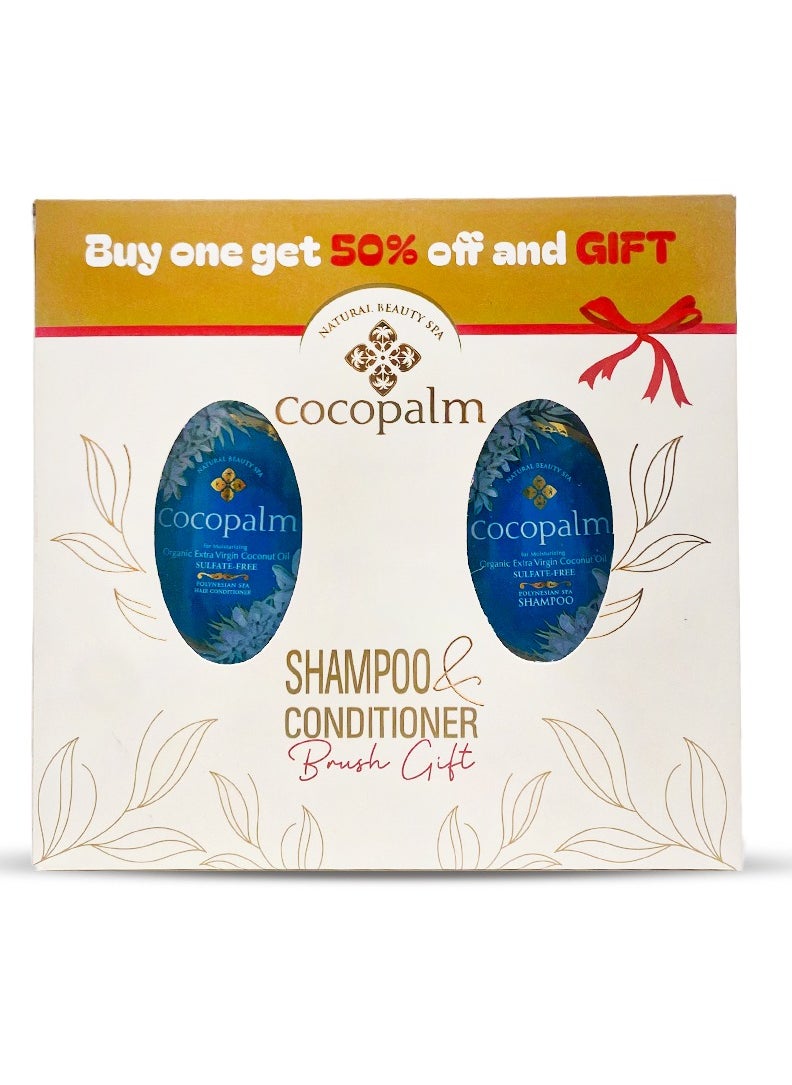 Cocopalm - Cocopalm Shampoo and Conditioner Polynisian Shampoo and Conditioner Bundle+Brush 960 Millilitre - Image 1
