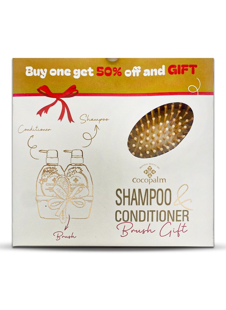 Cocopalm - Cocopalm Shampoo and Conditioner Polynisian Shampoo and Conditioner Bundle+Brush 960 Millilitre - Image 1