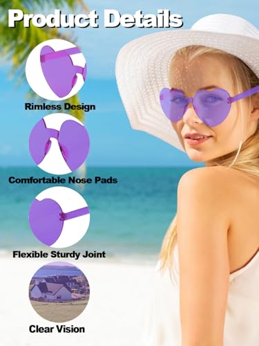 BIRDDIE 36 Pack Love Heart Shaped Sunglasses, Colorful Rimless Party Sunglasses, Candy Color Eyewear for Women Men Girls Adults (36 Pack Assorted Colors) - Image 2