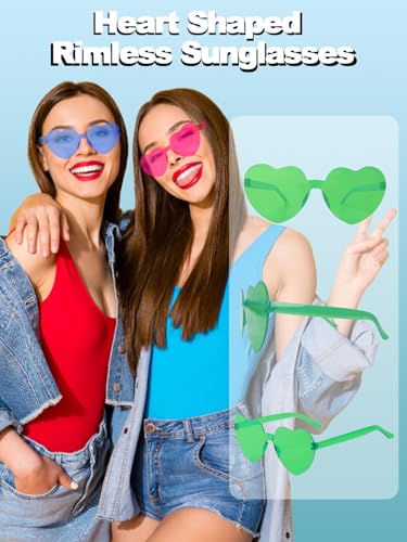 BIRDDIE 36 Pack Love Heart Shaped Sunglasses, Colorful Rimless Party Sunglasses, Candy Color Eyewear for Women Men Girls Adults (36 Pack Assorted Colors) - Image 3