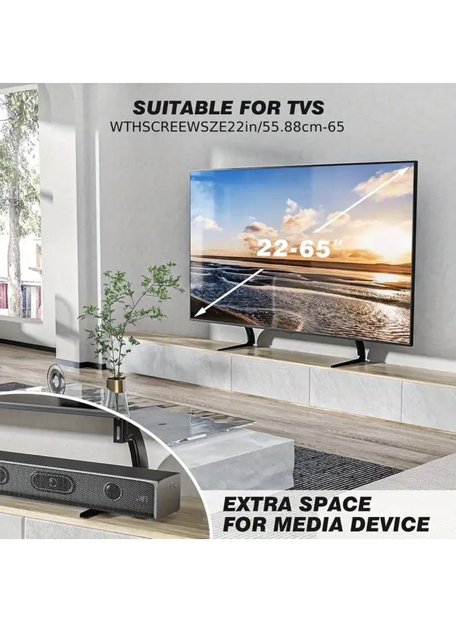 حامل تلفزيون حديدي قابل لضبط الارتفاع لشاشات مسطحة مقاس 22-37 بوصة، حامل طاولة عالمي، 1 مجموعة - Image 5
