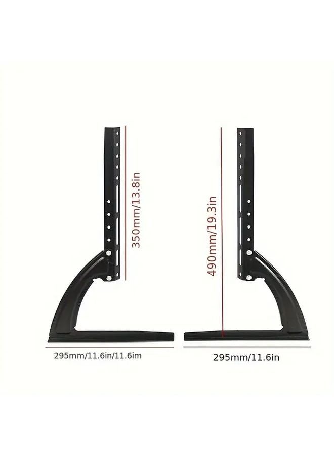 حامل تلفزيون حديدي قابل لضبط الارتفاع لشاشات مسطحة مقاس 22-37 بوصة، حامل طاولة عالمي، 1 مجموعة - Image 3