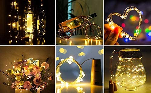 Generic Crystal Zone 20 LED Wine Bottle Cork Copper Wire String Lights 2M Battery Powered Warm White Pack of 10 - Image 3