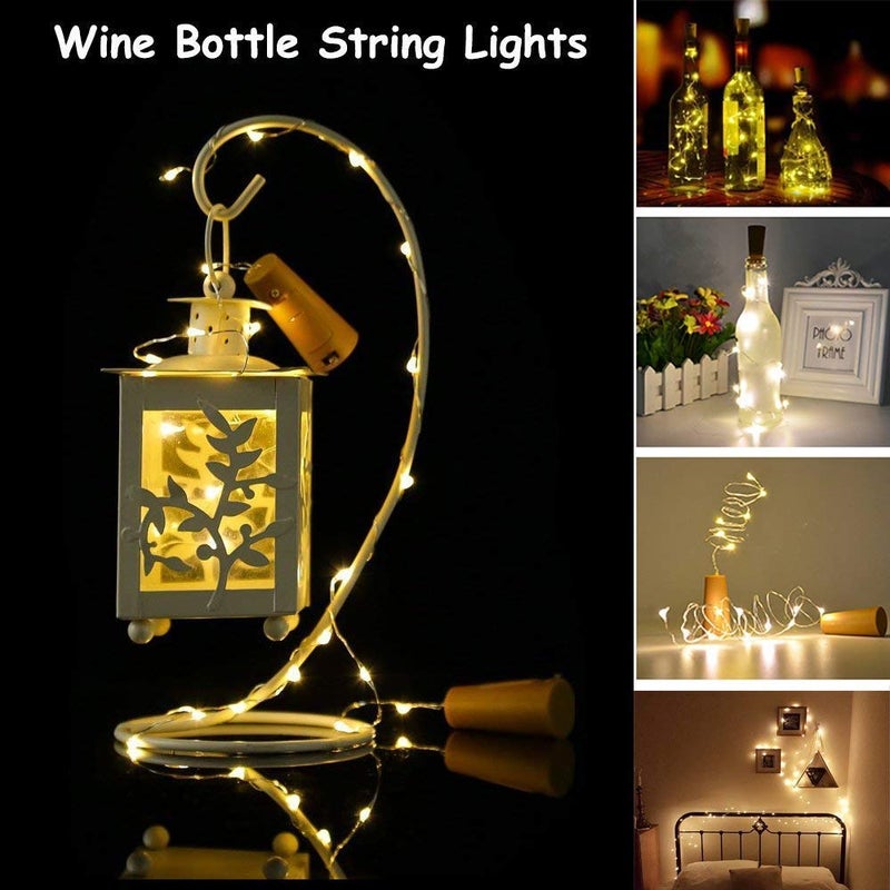 Generic Crystal Zone 20 LED Wine Bottle Cork Copper Wire String Lights 2M Battery Powered Warm White Pack of 10 - Image 5