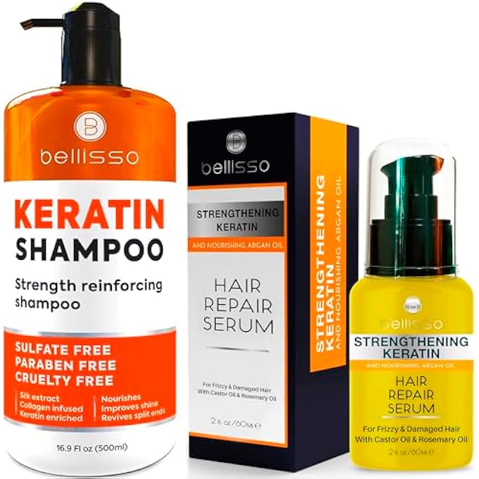 BELLISSO Keratin Enriched Shampoo and Keratin Hair Serum