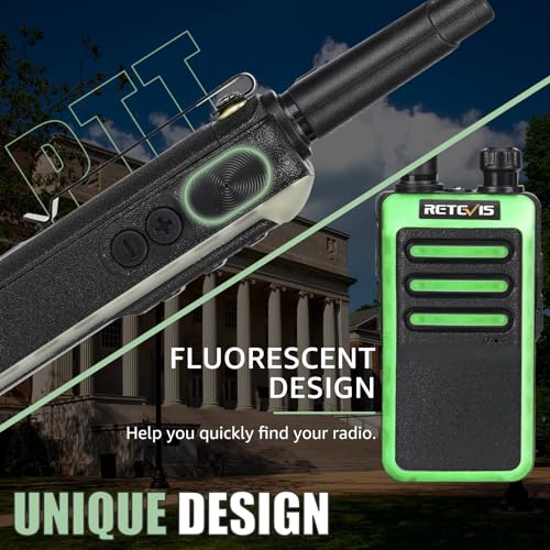 Retevis RB66 Walkie Talkie with Earpiece,Fast Charging Walkie Talkies for Adults,Fluorescent Design,USB-C Charging,Flashlight,2 Way Radio Long Range for Event School Dental(10 Pack) - Image 4