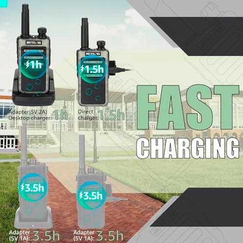 Retevis RB66 Walkie Talkie with Earpiece,Fast Charging Walkie Talkies for Adults,Fluorescent Design,USB-C Charging,Flashlight,2 Way Radio Long Range for Event School Dental(10 Pack) - Image 2