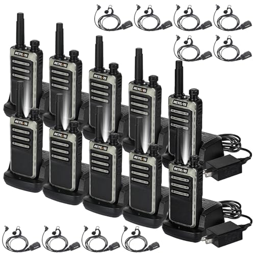 Retevis RB66 Walkie Talkie with Earpiece,Fast Charging Walkie Talkies for Adults,Fluorescent Design,USB-C Charging,Flashlight,2 Way Radio Long Range for Event School Dental(10 Pack) - Image 1