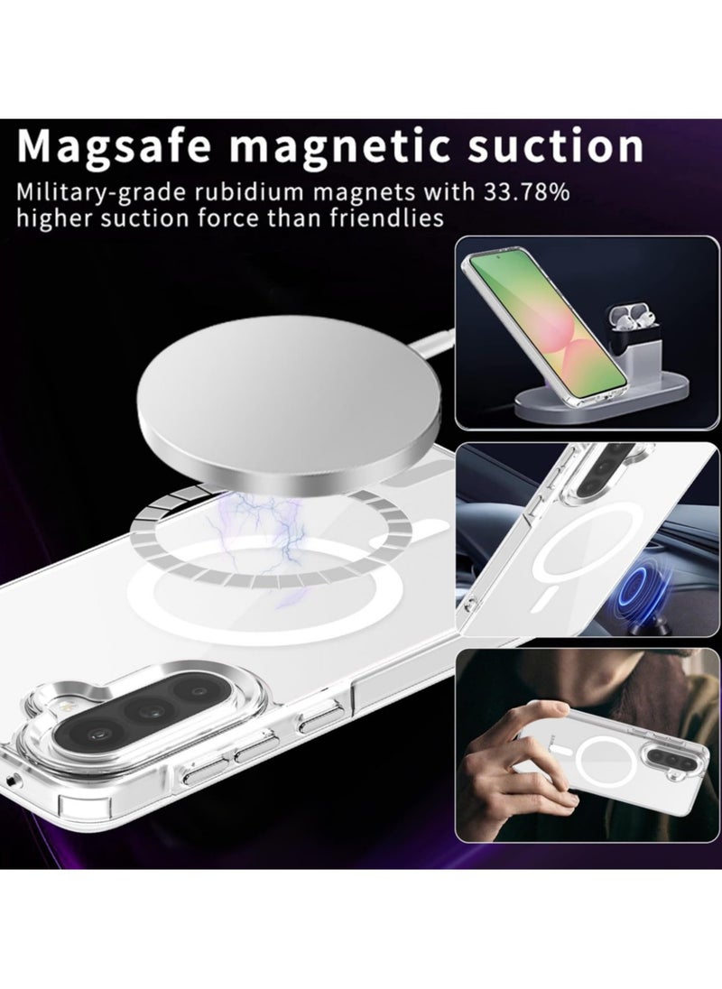 أبانيا - جراب Samsung Galaxy A56، جراب Samsung A56 المغناطيسي MagSafe، جراب هاتف شفاف رفيع مقاوم للصدمات ومضاد للخدش لهاتف Samsung Galaxy A56، شفاف - Image 1