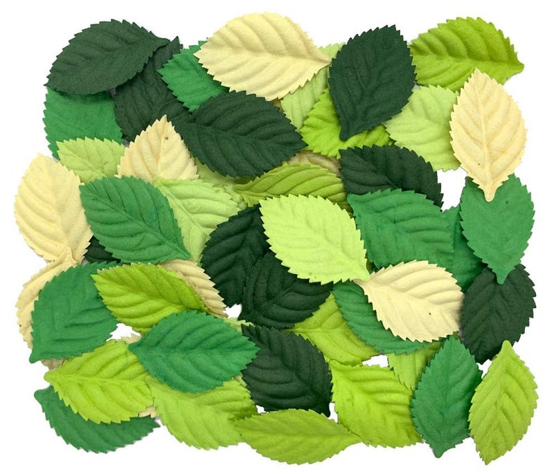 RATREE 888 Handmade 100 pcs Mixed Leaves 45x29mm Mulberry Paper Leaves Scrapbooking Wedding DIY Craft Supplies Card Mulberry Paper Roses Leaves Artificial Leaves - Image 1