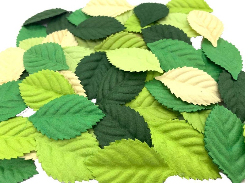 RATREE 888 Handmade 100 pcs Mixed Leaves 45x29mm Mulberry Paper Leaves Scrapbooking Wedding DIY Craft Supplies Card Mulberry Paper Roses Leaves Artificial Leaves - Image 2