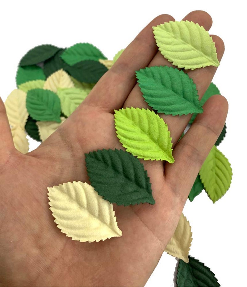 RATREE 888 Handmade 100 pcs Mixed Leaves 45x29mm Mulberry Paper Leaves Scrapbooking Wedding DIY Craft Supplies Card Mulberry Paper Roses Leaves Artificial Leaves - Image 3