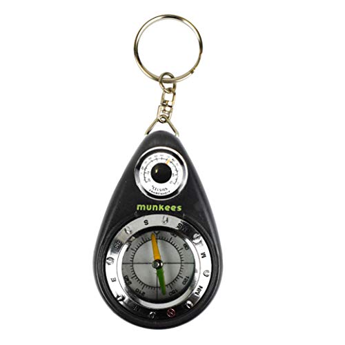 AceCamp Ace Camp Munkees Small Compass and Thermometer Keychain, Mini Pocket-Sized Waterproof Keyring Gear for Camping, Hiking, Backpacking, Survival Tool, Emergency Kit - Image 2