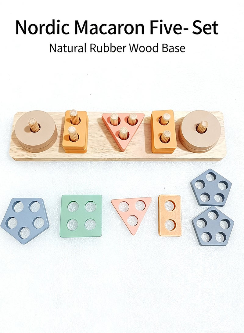 HomKawt Wooden Montessori Toy from 1 2 3 Years, Wooden Toy Motor Skills Toy Baby 6 9 Months Baby Toy Sorting Game Children's Toy Learning Toy Plug-in Puzzle - Image 5