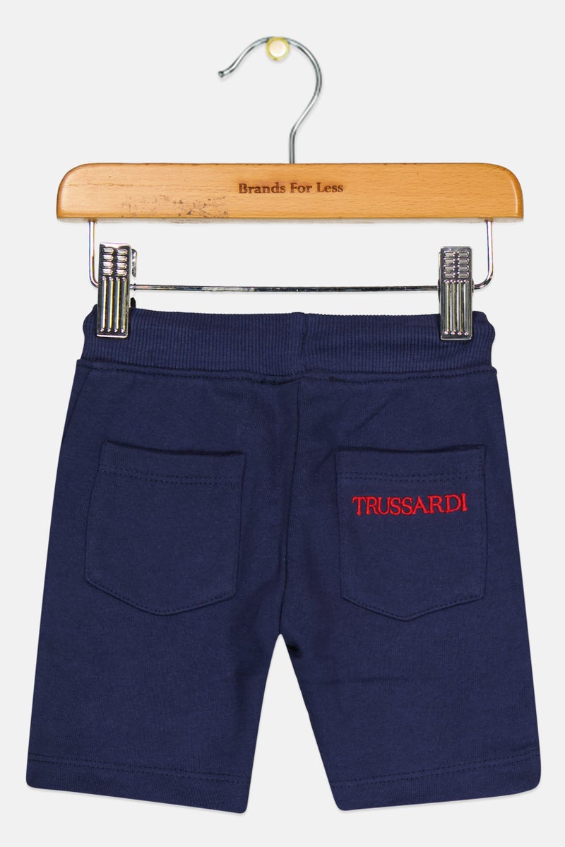 Trussardi Junior Toddlers Boy Embroidered Basic Shorts, Navy - Image 2