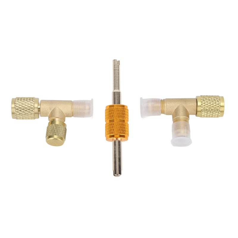 1/4in Valves Core Brass Tee Adapter Quick Coupler Access Tee Fittings for Vacuum Gauge R22 R12 R134 Refrigerant - Image 1