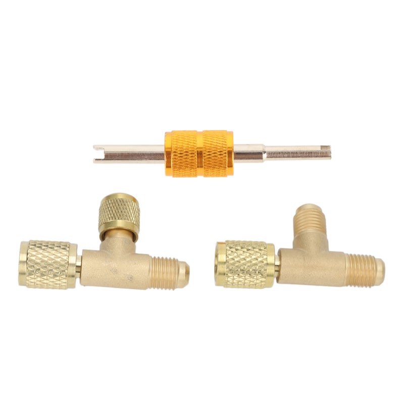 1/4in Valves Core Brass Tee Adapter Quick Coupler Access Tee Fittings for Vacuum Gauge R22 R12 R134 Refrigerant - Image 4