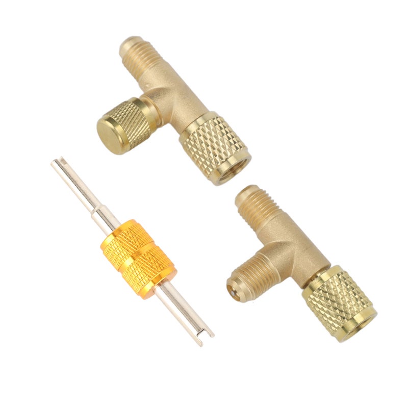 1/4in Valves Core Brass Tee Adapter Quick Coupler Access Tee Fittings for Vacuum Gauge R22 R12 R134 Refrigerant - Image 3