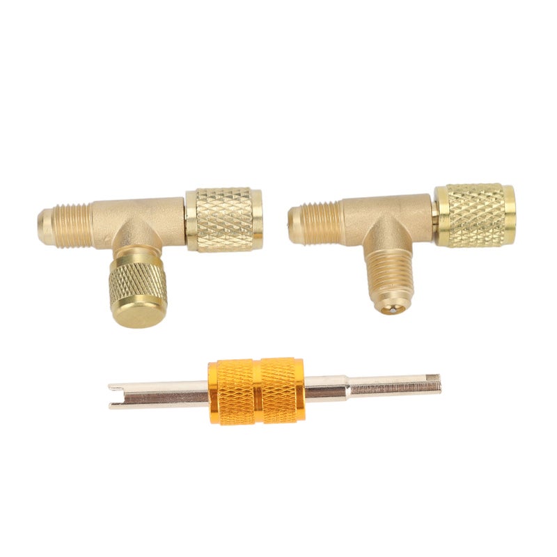 1/4in Valves Core Brass Tee Adapter Quick Coupler Access Tee Fittings for Vacuum Gauge R22 R12 R134 Refrigerant - Image 5