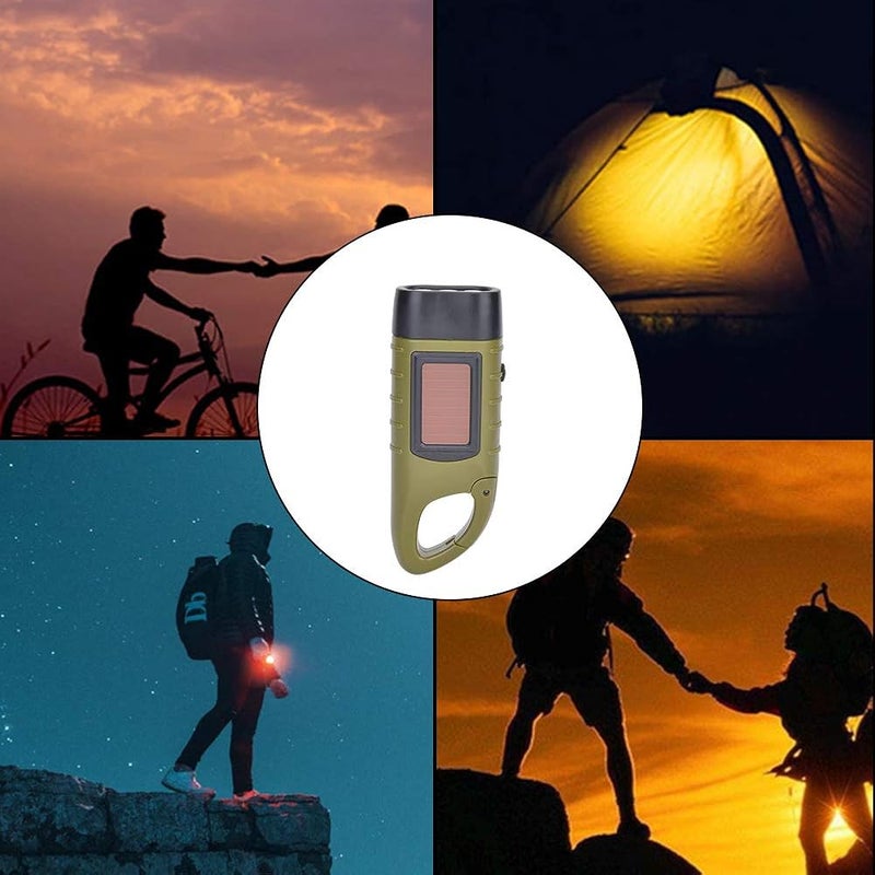 Bewinner Hand Crank Flashlight Solar Hand Crank Flashlight Emergency LED Portable Torch Gear Self Powered Charging Torch(ArmyGreen) - Image 5