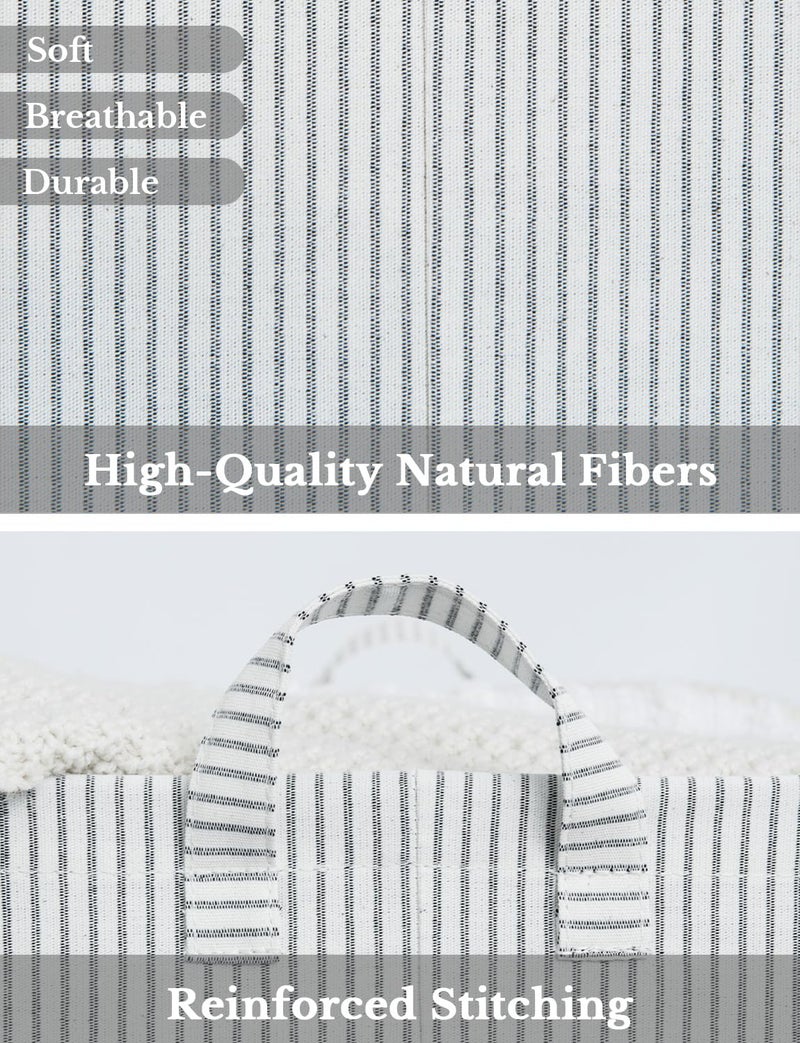 StorageWorks Storage Bins  Fabric Storage Bins for Shelves  Storage Baskets with Metal Frame  Closet Baskets and Bins with Handles  Gray and White Stripes  2-Pack - Image 3