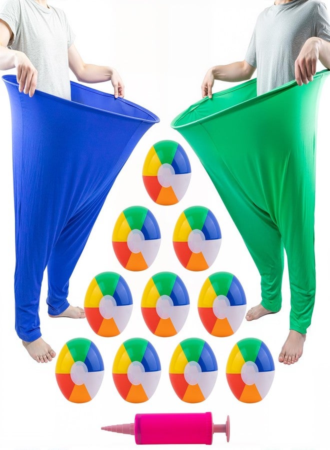 Qrooper Granny Pants Yard Game Sets, Oversized Granny Pants Outdoor Game, 2PCS Granny Pants Family Outdoor Games with 10 Balls+1 Pump for Kids and Adults, Backyard Parties and Field Day(Green+Blue) - Image 1