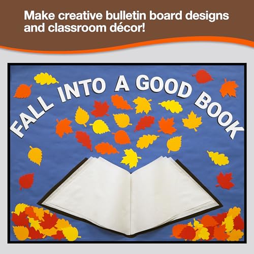 FreshCut Crafts 120 Pieces Fall Leaf Paper Cutouts with IDEA Guide, 2-Sided US Made Card Stock Punch Out Maple, Oak, and Birch Leaves for Bulletin Boards, Classroom Decor, Autumn Crafts, DIY Scrapbook, and Posters - Image 3