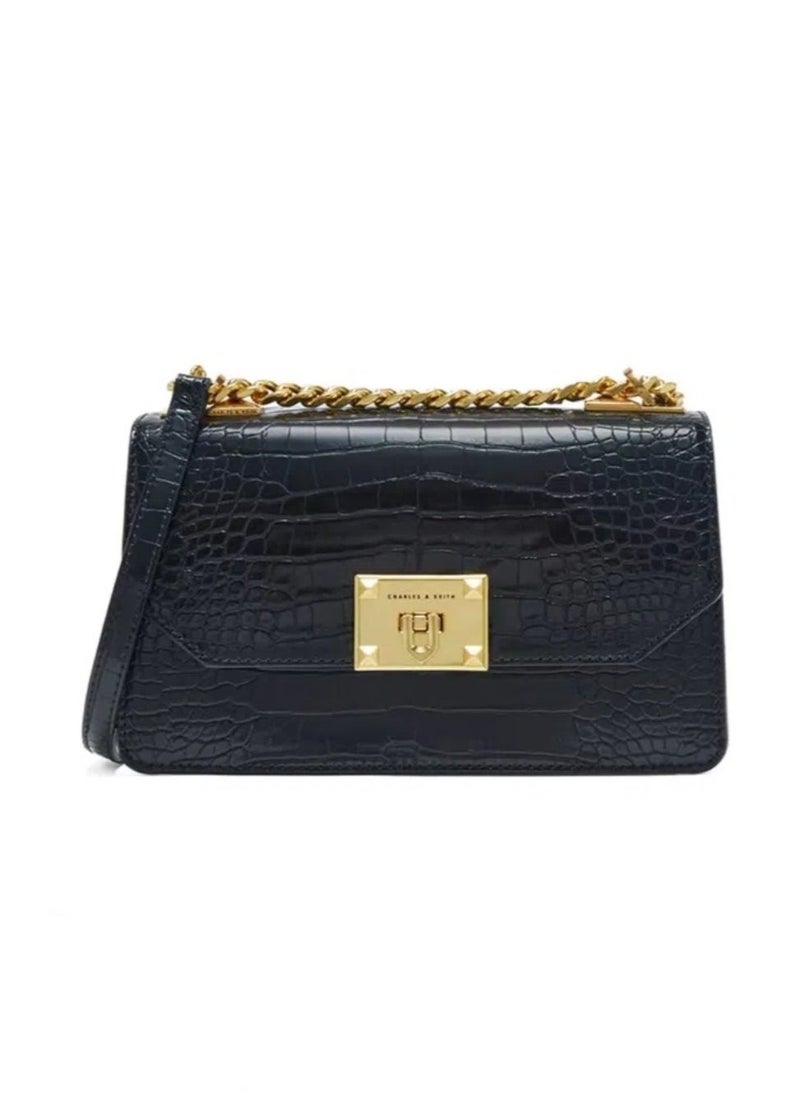Charles & Keith Charles & Keith Flap Crocodile Print Tote Crossbody Shoulder Bag  - Image 1