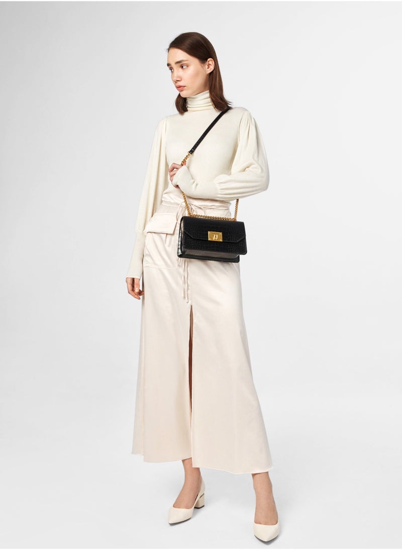 Charles & Keith Charles & Keith Flap Crocodile Print Tote Crossbody Shoulder Bag  - Image 5