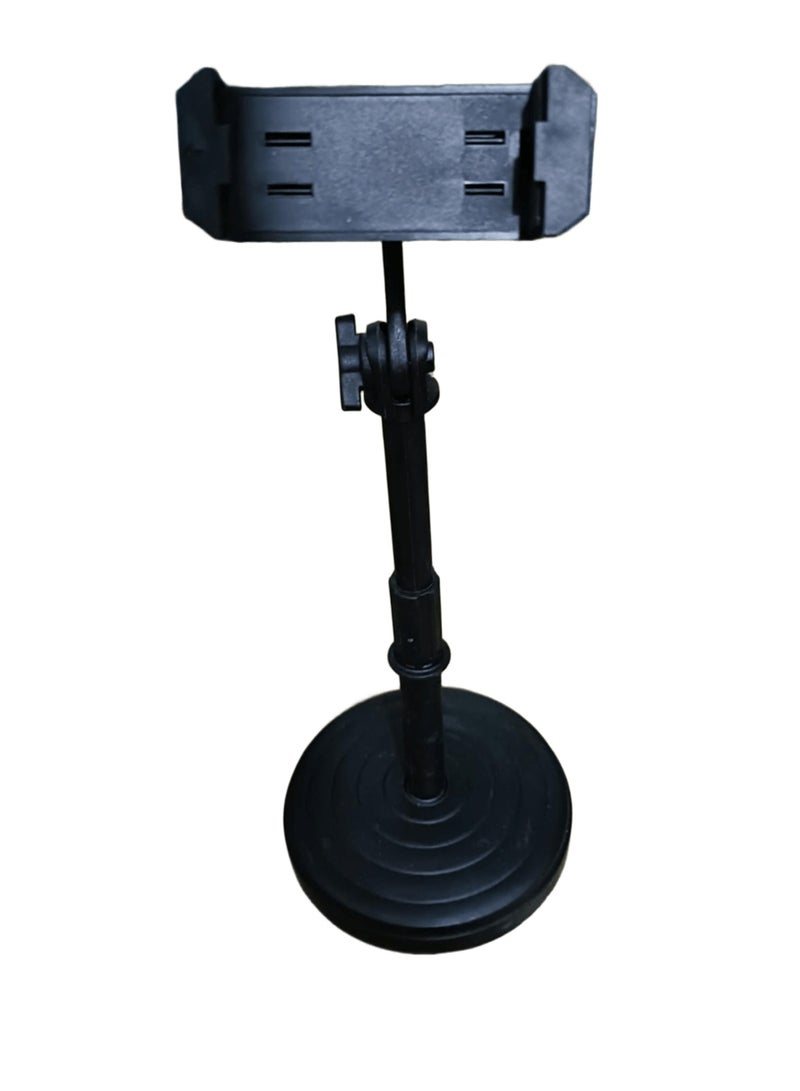 A stable mobile phone holder on a sturdy metal stand, suitable for photography, live streaming, meetings, presentations, and office use. It features high stability, a strong base, and convenient height adjustment. - Image 3