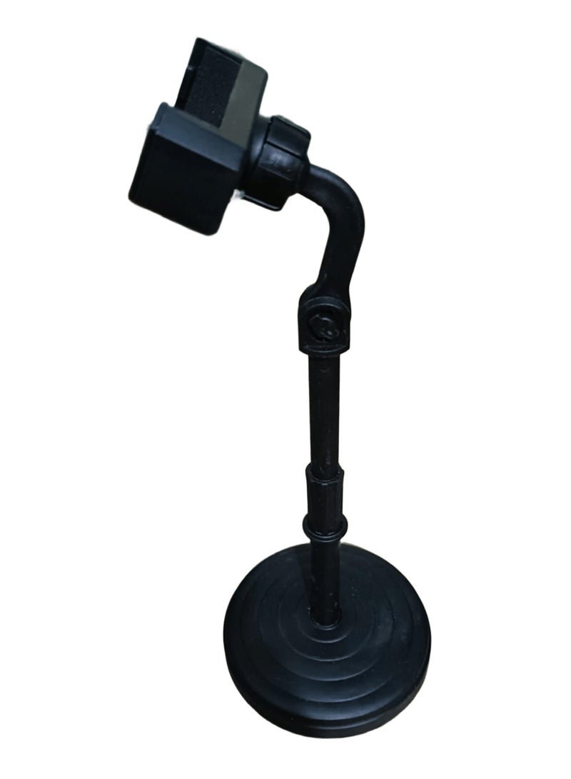 A stable mobile phone holder on a sturdy metal stand, suitable for photography, live streaming, meetings, presentations, and office use. It features high stability, a strong base, and convenient height adjustment. - Image 1