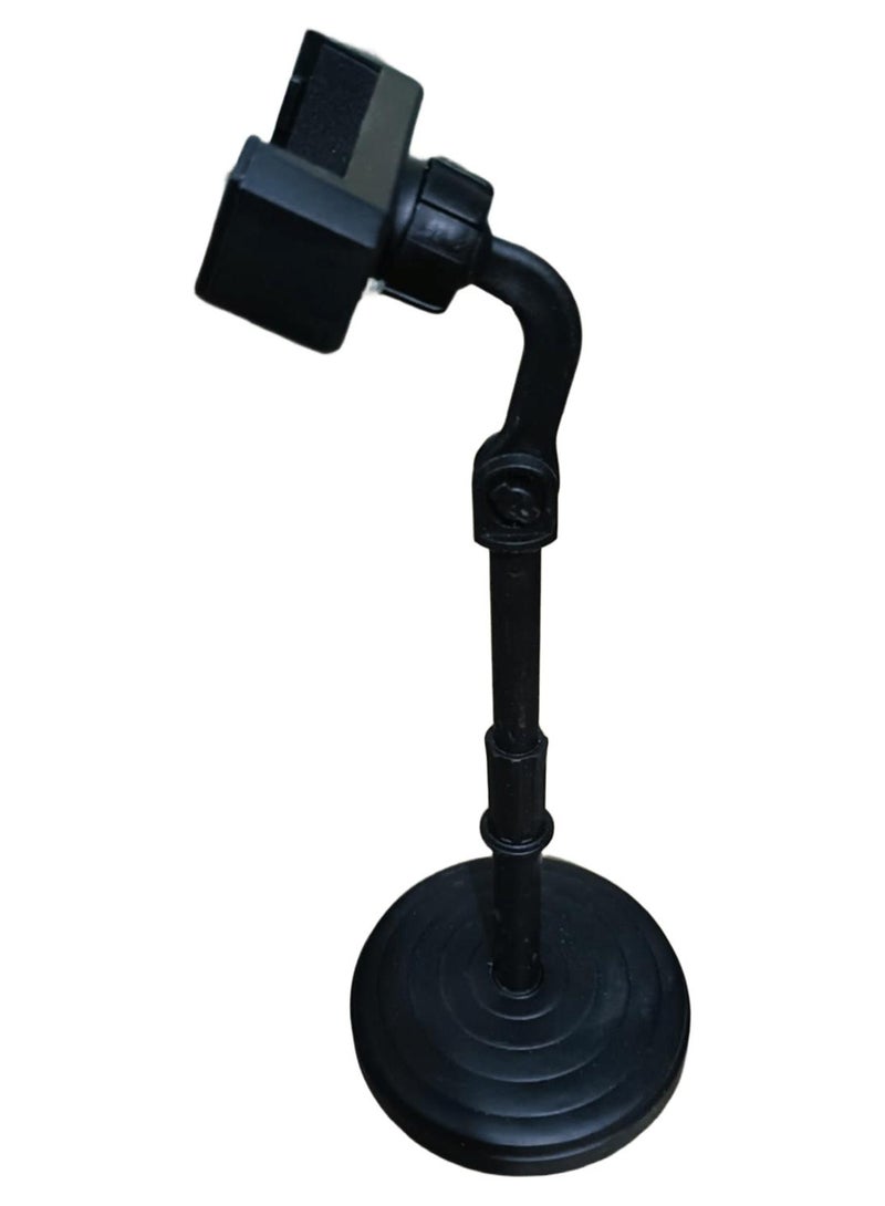 حامل موبايل ثابت على ستاند معدني قوي، مناسب للتصوير، البث المباشر، الاجتماعات، الشروحات، واستخدامات المكتب. يتميز بثبات عالي وقاعدة قوية وضبط ارتفاع مريح. - Image 1