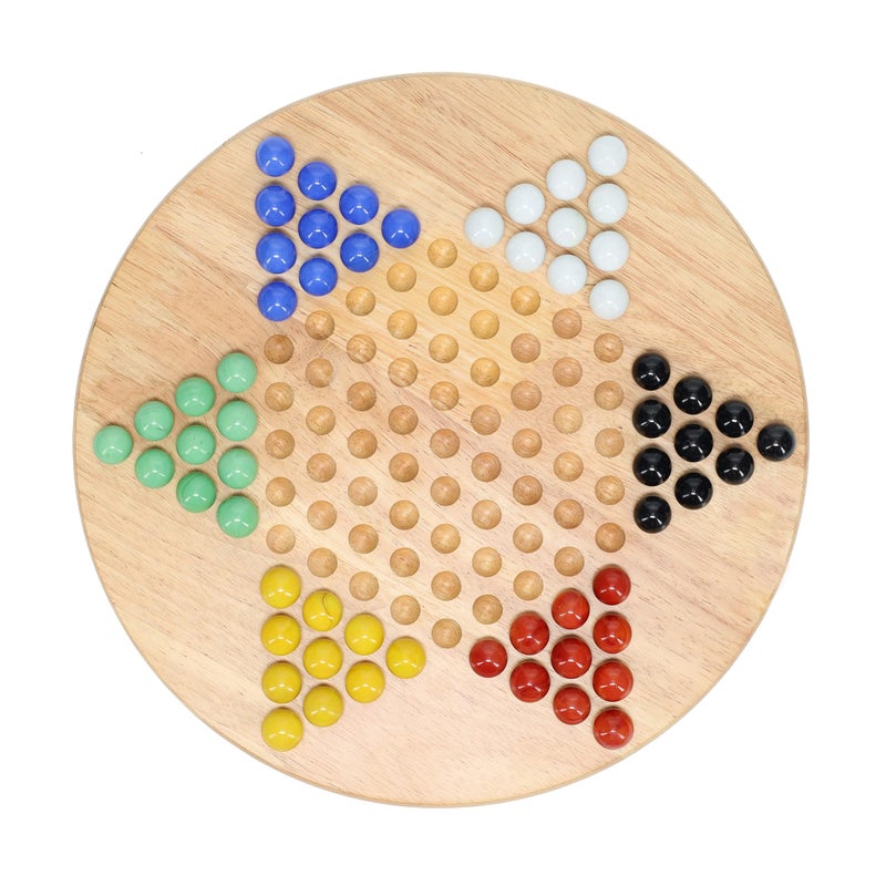 WE Games Solid Wood Chinese Checkers Set with Glass Marbles 115 inches - Image 3