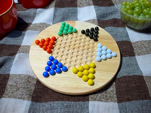 WE Games Solid Wood Chinese Checkers Set with Glass Marbles 115 inches - Image 5