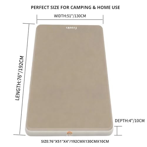 Freein 4" Drop Stitch Camping Sleeping Pad, Inflatable Air Mattress with Firm 7 PSI Support, Fast Inflation Portable Tent & Car Camping Bed, 76" x 51" - Image 3