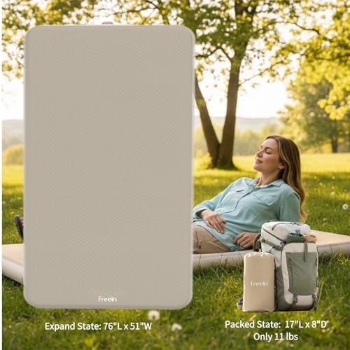 Freein 4" Drop Stitch Camping Sleeping Pad, Inflatable Air Mattress with Firm 7 PSI Support, Fast Inflation Portable Tent & Car Camping Bed, 76" x 51" - Image 4