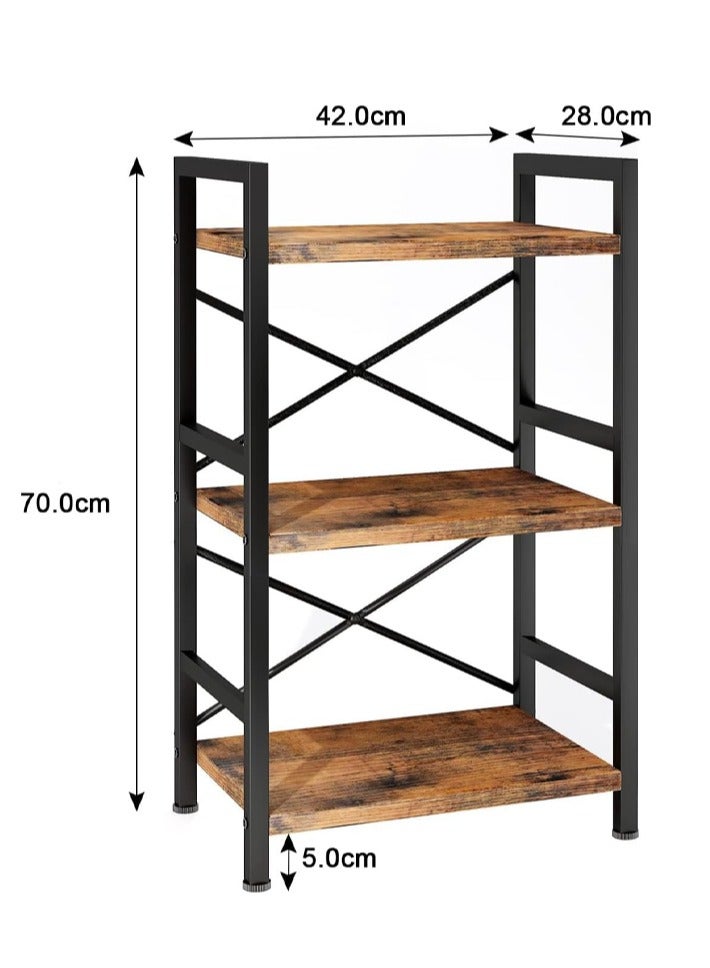 dida-cosmos Bookcase, Rustic Book Shelf Storage Organizer for Living Room, Bedroom, and Home Office Storage Rack (3 Tier)  - Image 3