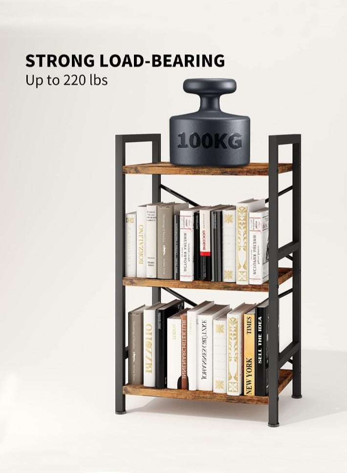 dida-cosmos Bookcase, Rustic Book Shelf Storage Organizer for Living Room, Bedroom, and Home Office Storage Rack (3 Tier)  - Image 4